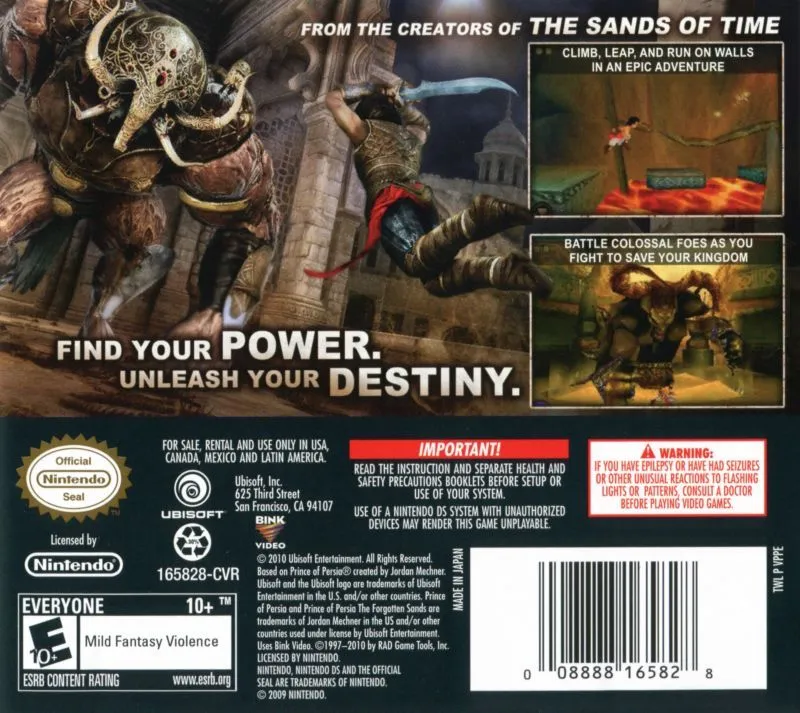 Prince of Persia: The Forgotten Sands box back