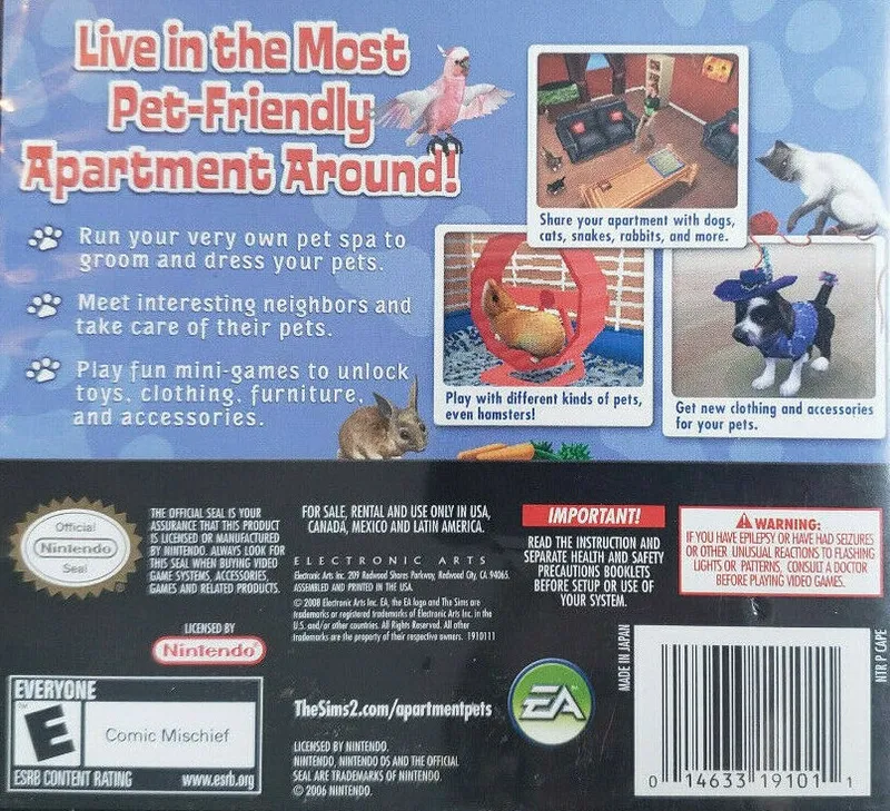 The Sims 2: Apartment Pets box back