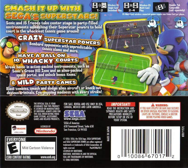 Sega Superstars Tennis box back