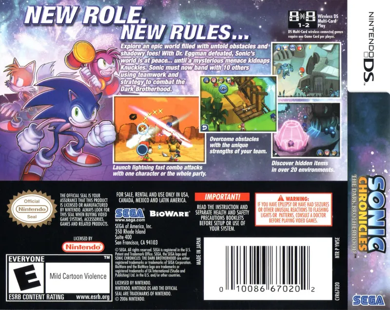 Sonic Chronicles: The Dark Brotherhood box back