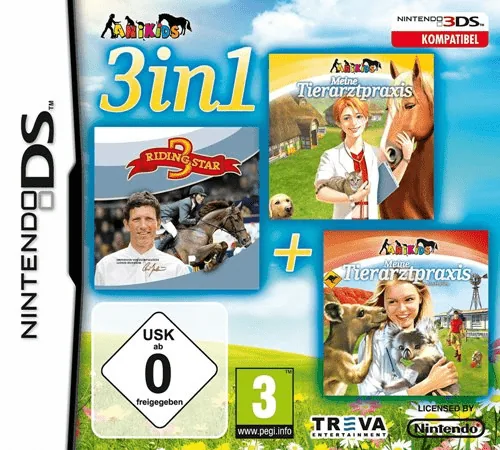 3 in 1 - My Vet Practice & Riding Star & My Vet Practice in Australia cover art for Nintendo DS