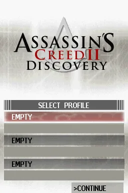 Assassin's Creed II - Discovery (Europe) (En,Fr,De,Es,It,Nl,Sv,No,Da) (NDSi Enhanced) title screen