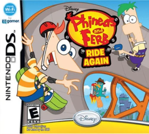 Phineas and Ferb - Ride Again (Europe) (En,De,Es,It,Nl) (NDSi Enhanced) cover art for Nintendo DS
