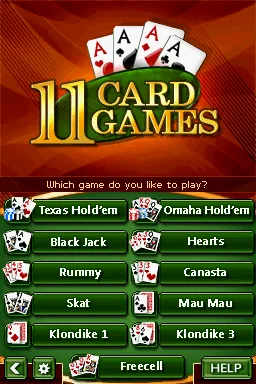 11 Card Games title screen