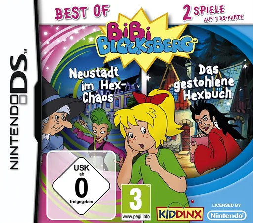 2 in 1 - Best of Bibi Blocksberg - Neustadt im Hex-Chaos + Das Gestohlene Hexbuch cover art for Nintendo DS