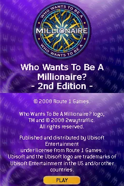 Who Wants to Be a Millionaire - 2nd Edition title screen