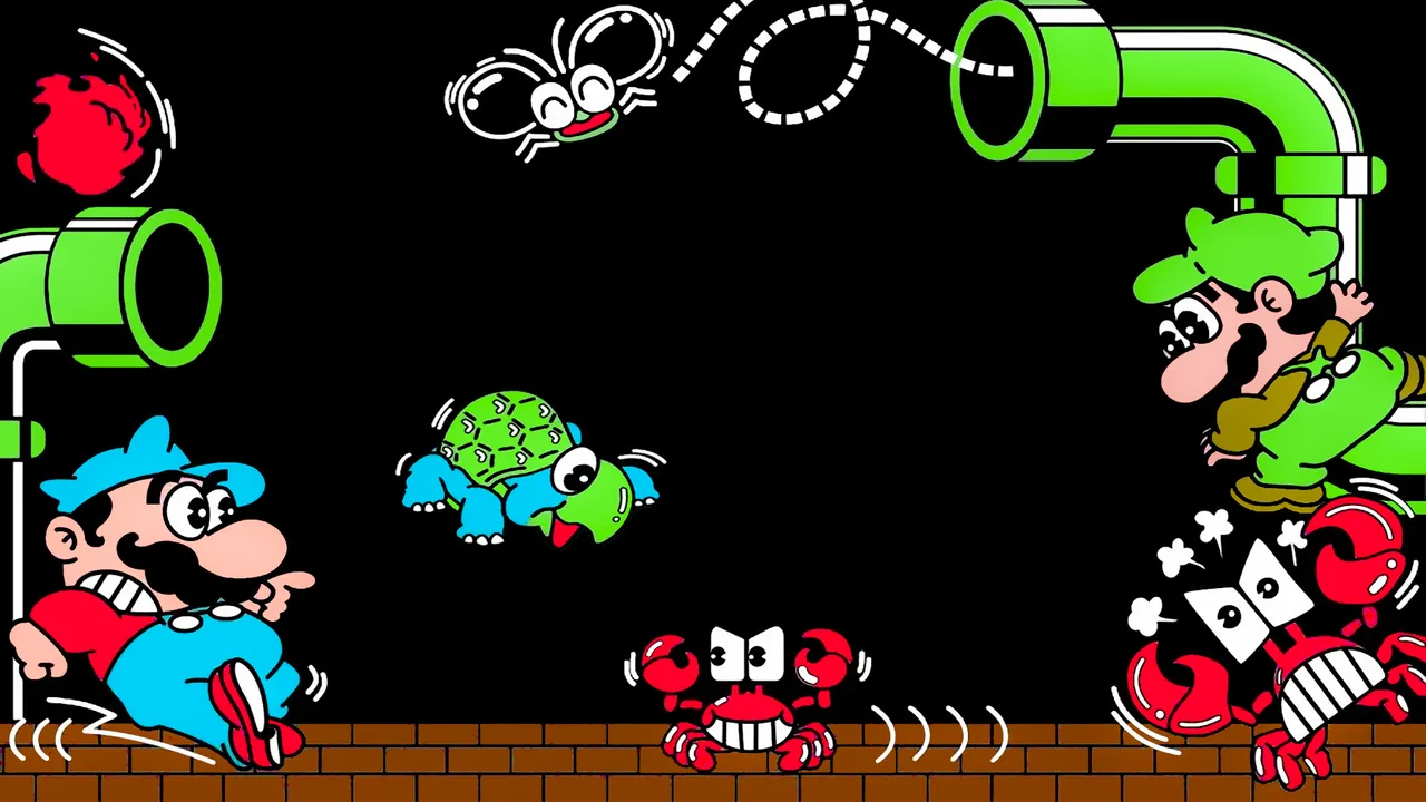 Backdrop artwork for Kaettekita Mario Bros.