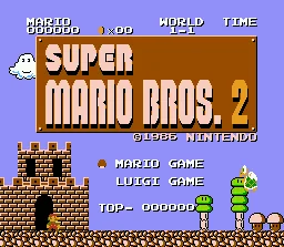 Super Mario Bros. 2 (Japan) (En) (DV 2) title screen