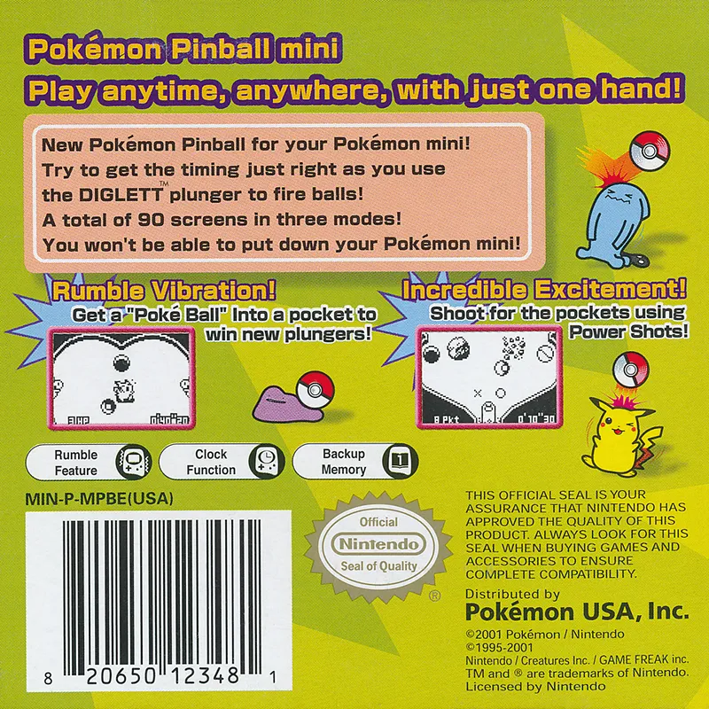Pokémon Pinball Mini box back