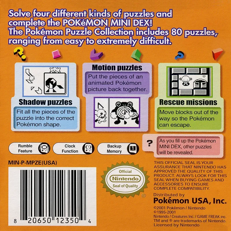 Pokémon Puzzle Collection box back