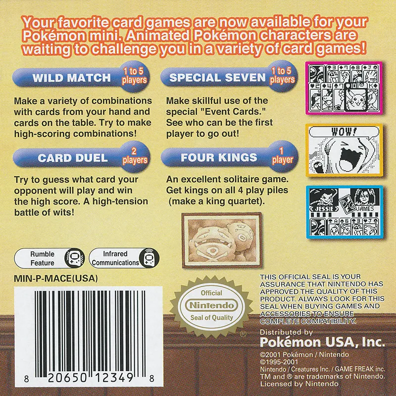 Pokémon Zany Cards box back