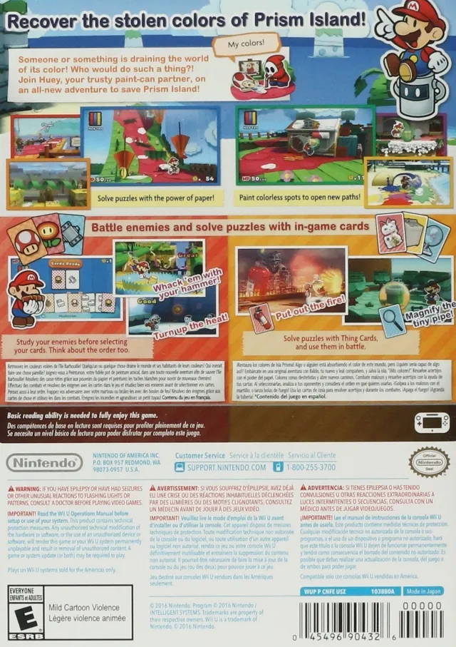 Paper Mario: Color Splash box back