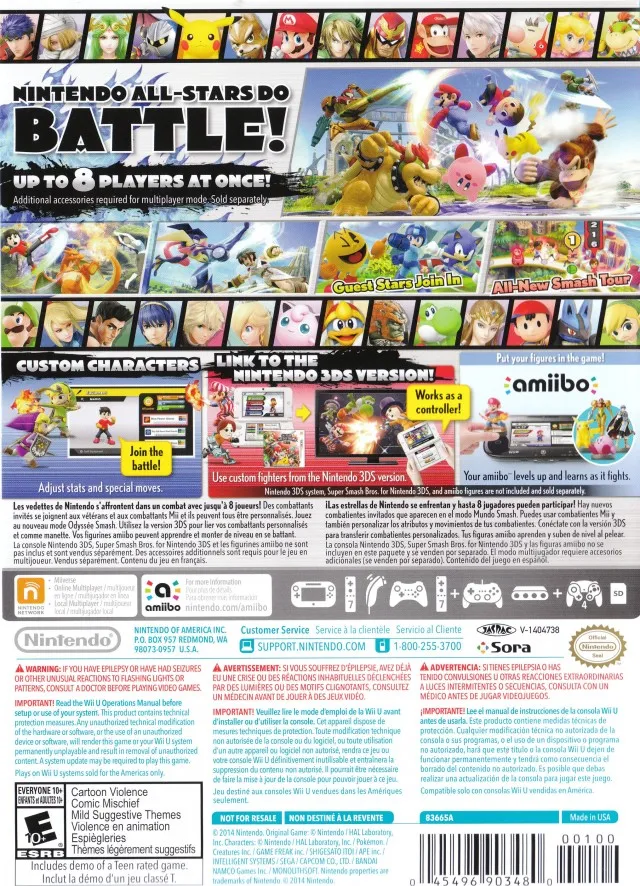 Super Smash Bros. for Wii U box back