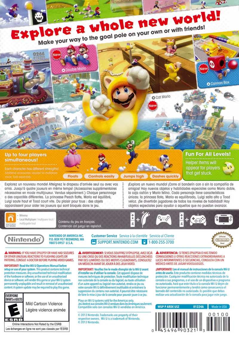 Super Mario 3D World box back