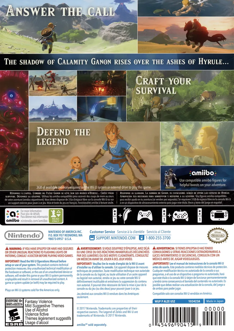 The Legend of Zelda: Breath of the Wild box back