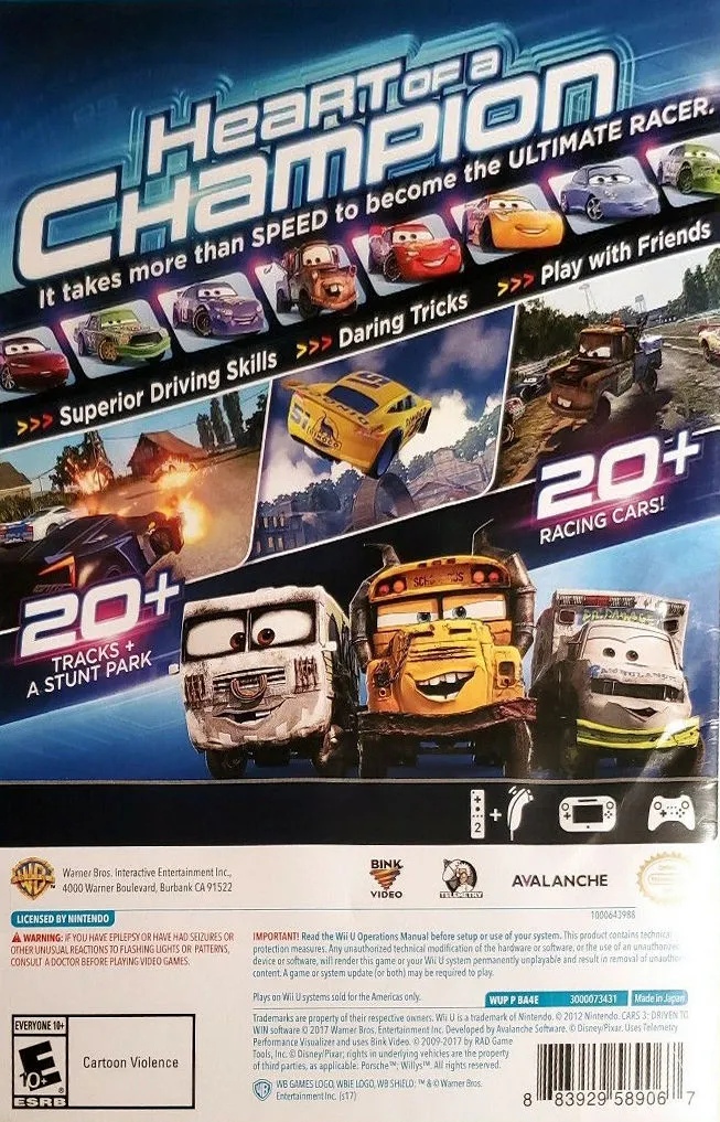 Cars 3: Driven to Win box back