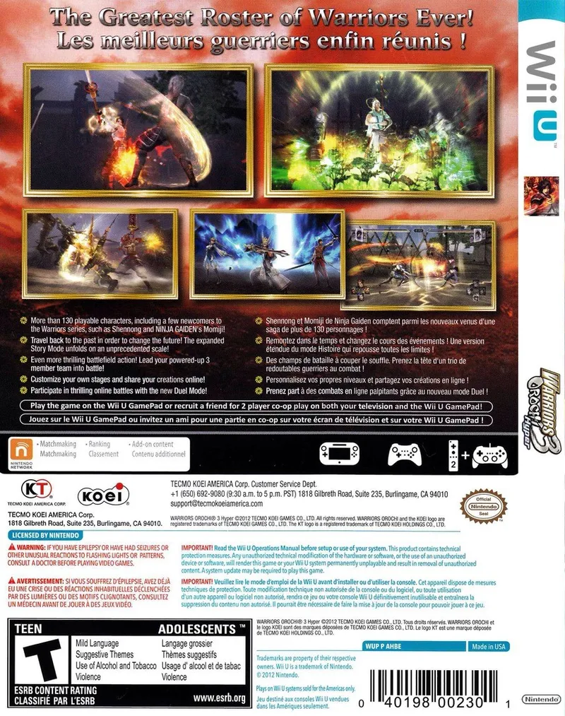 Warriors Orochi 3: Hyper box back