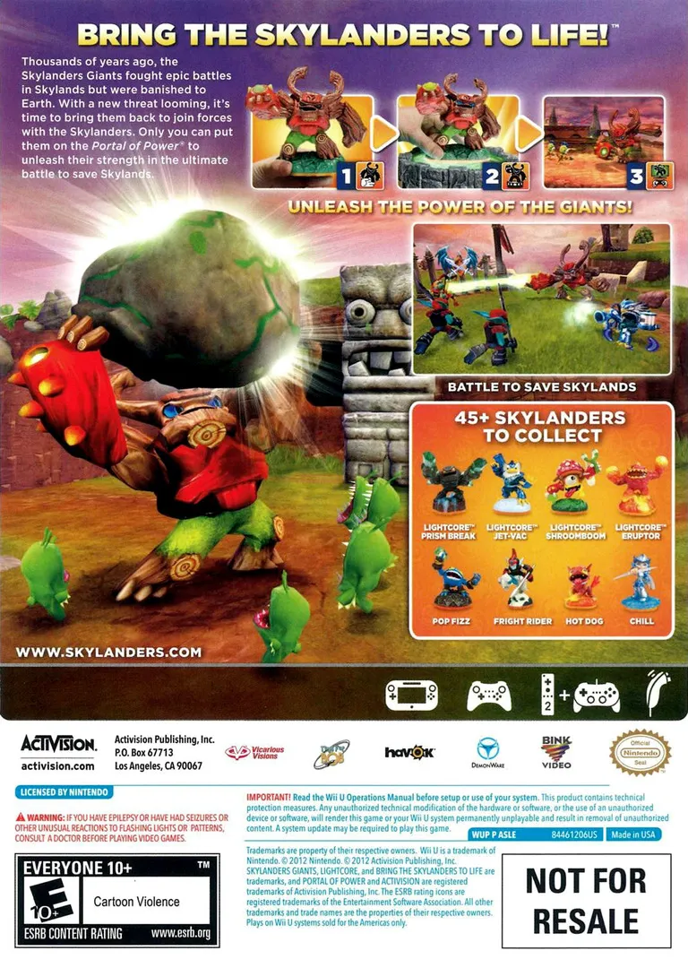 Skylanders Giants box back