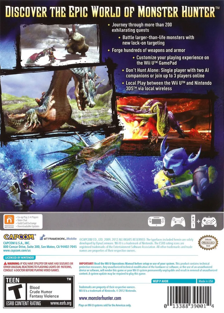 Monster Hunter 3 Ultimate box back