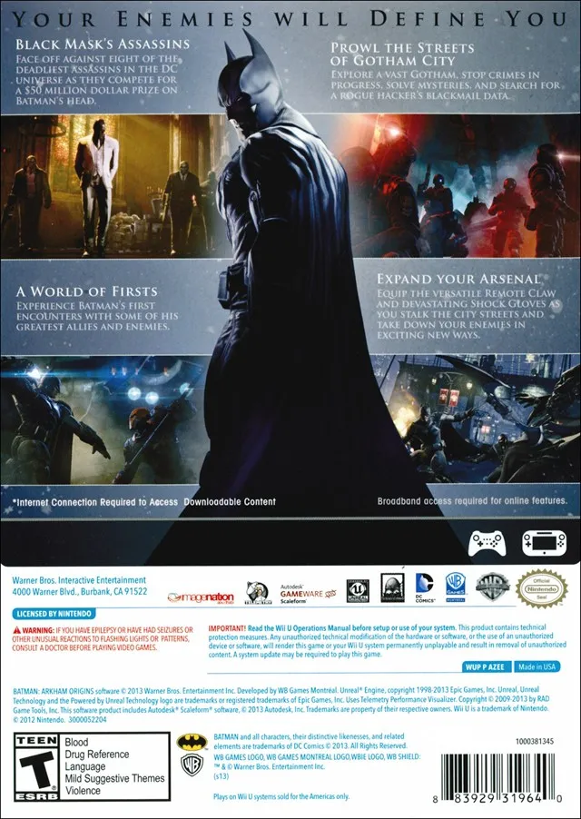 Batman: Arkham Origins Blackgate: Deluxe Edition box back