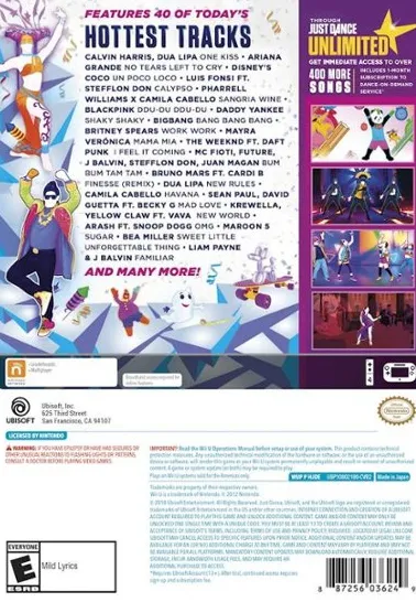 Just Dance 2019 box back