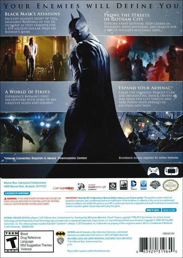 Batman: Arkham Origins box back