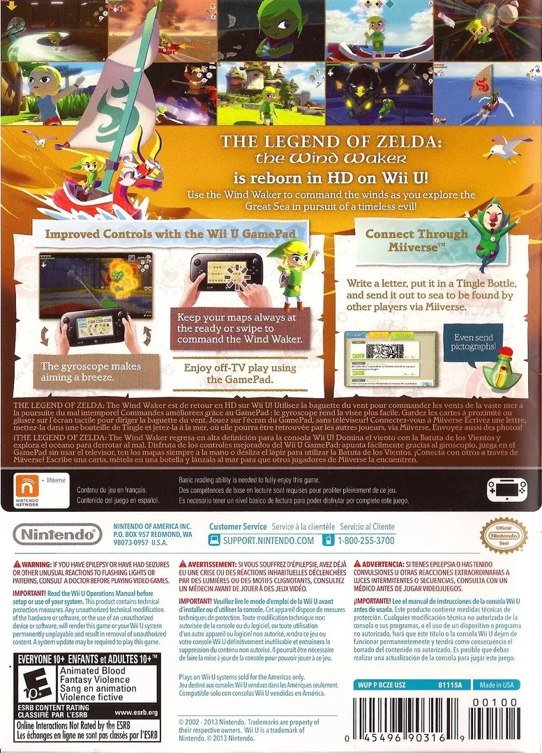 The Legend of Zelda: The Wind Waker HD box back
