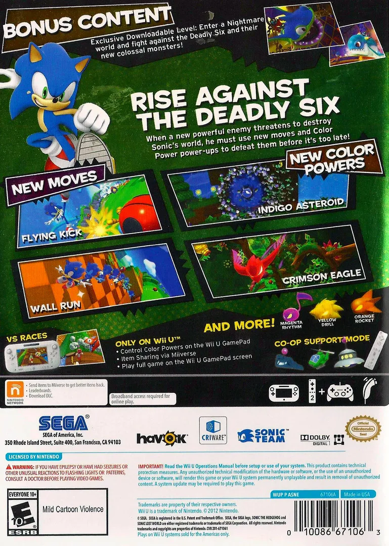 Sonic Lost World box back