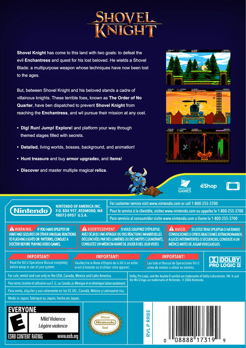 Shovel Knight box back