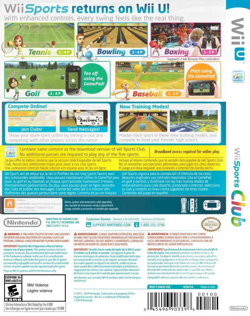 Wii Sports Club box back