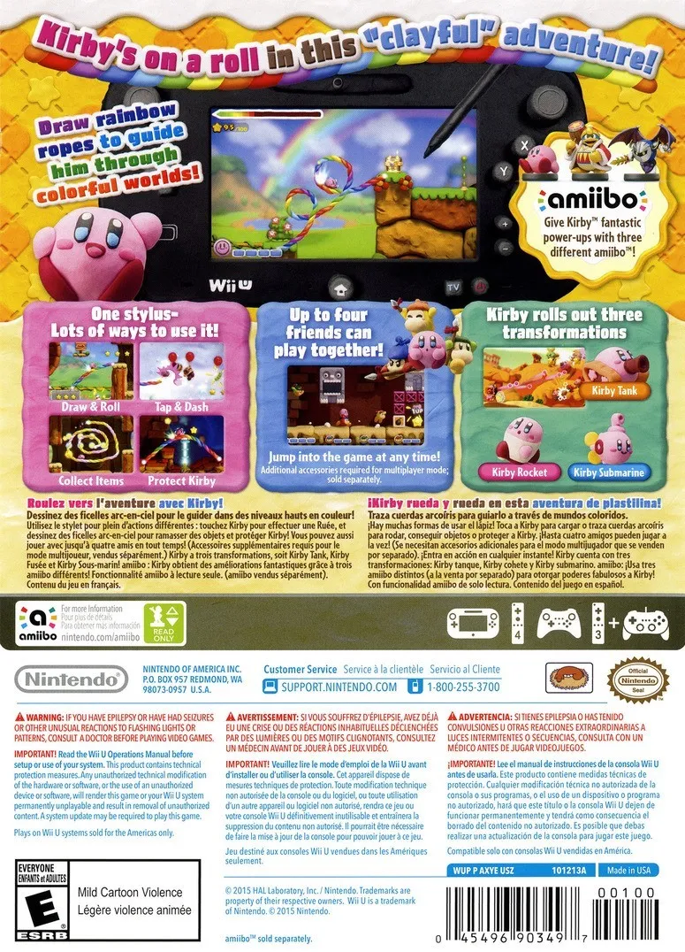 Kirby and the Rainbow Curse box back