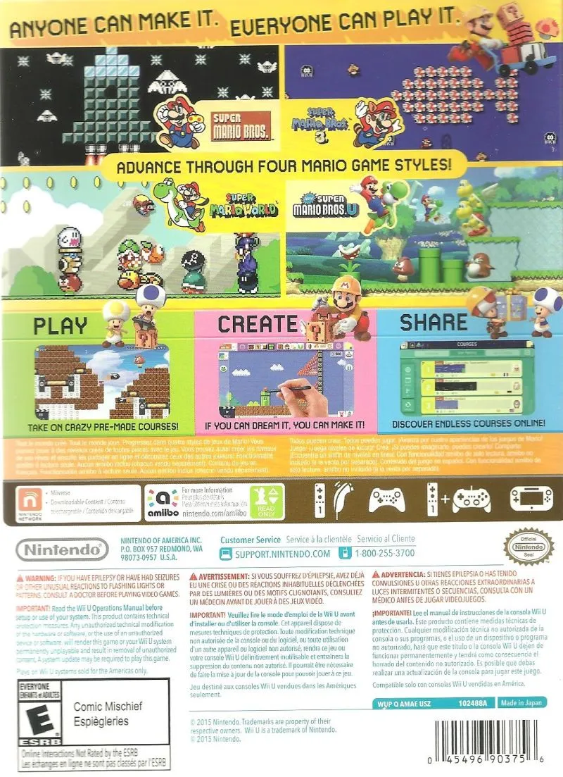 Super Mario Maker box back