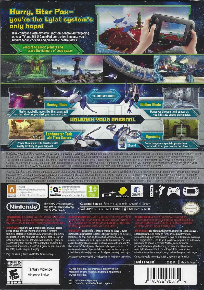 Star Fox Zero box back
