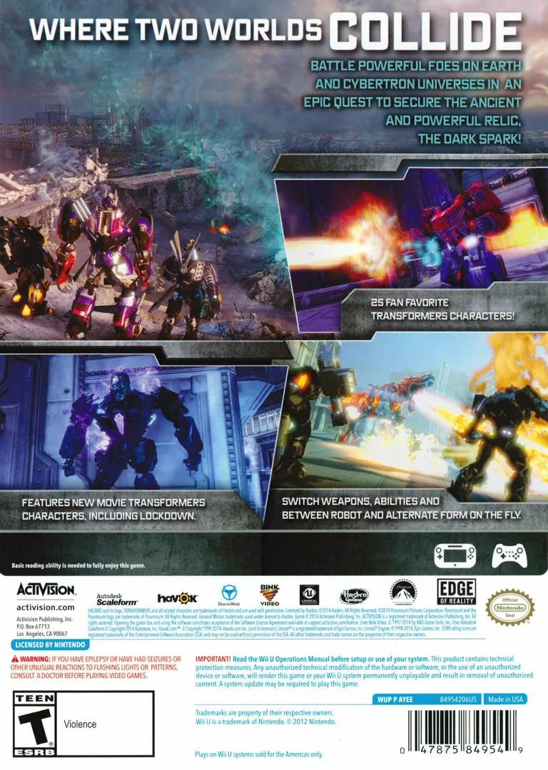 Transformers: Rise of the Dark Spark box back