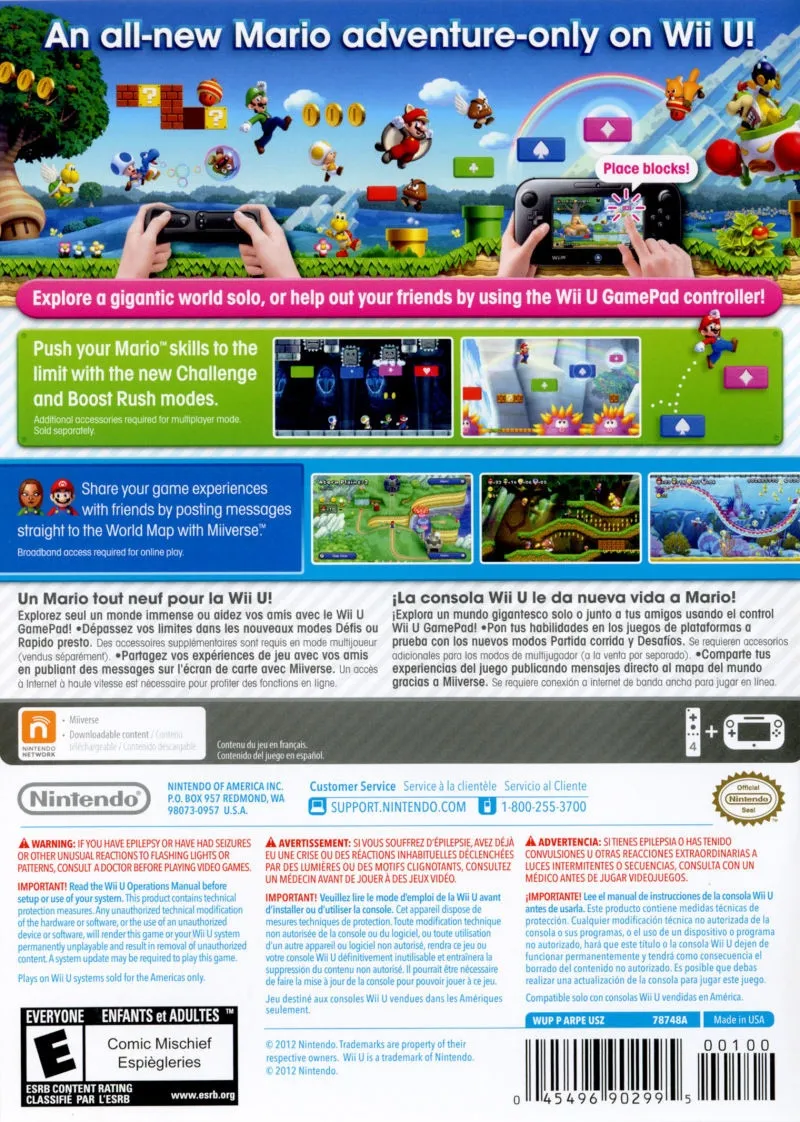 New Super Mario Bros. U box back