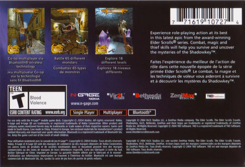 The Elder Scrolls Travels: Shadowkey box back