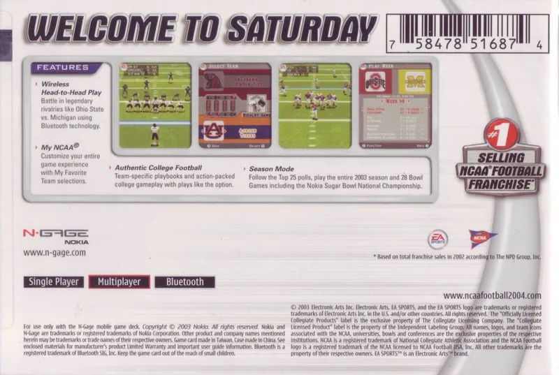NCAA Football 2004 box back