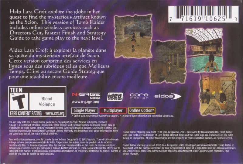 Tomb Raider: Starring Lara Croft box back