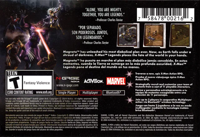 X-Men Legends box back