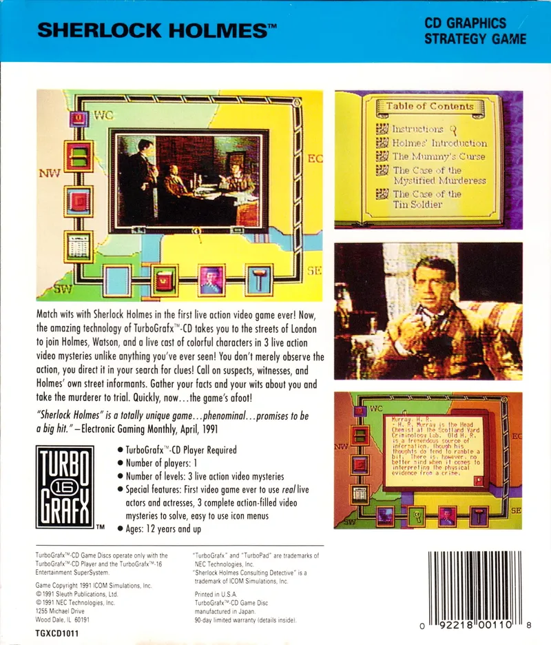 Sherlock Holmes: Consulting Detective box back