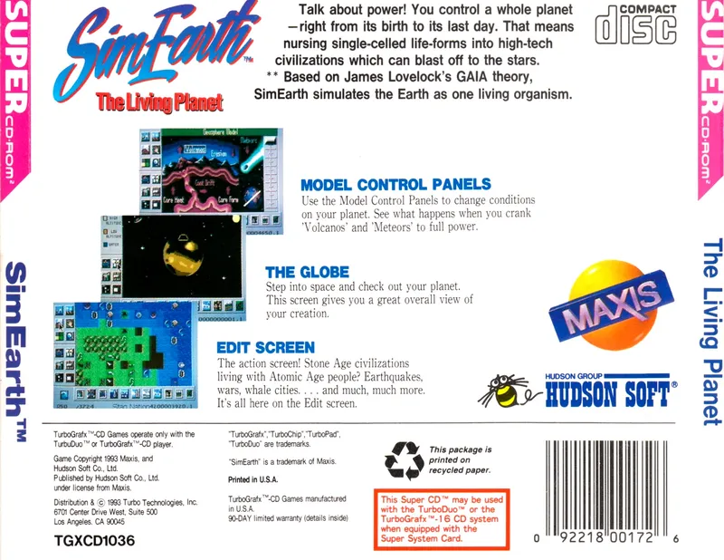 SimEarth: The Living Planet box back