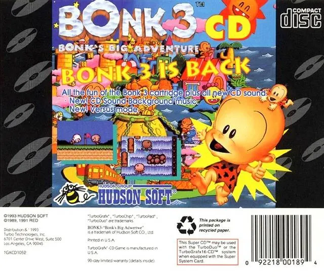 Bonk 3: Bonk's Big Adventure box back