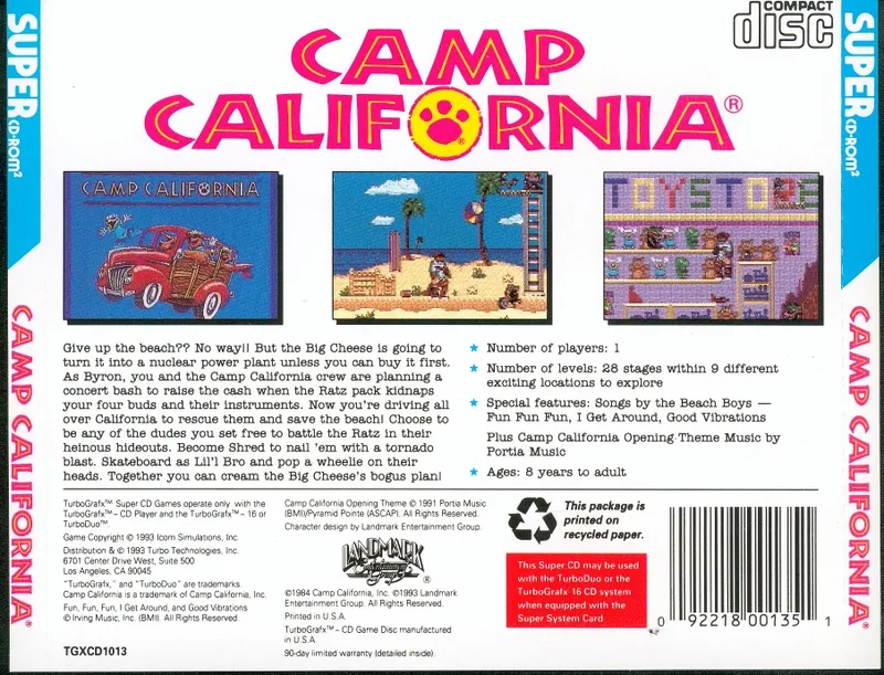 Camp California box back