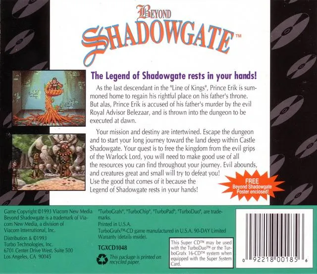 Beyond Shadowgate box back