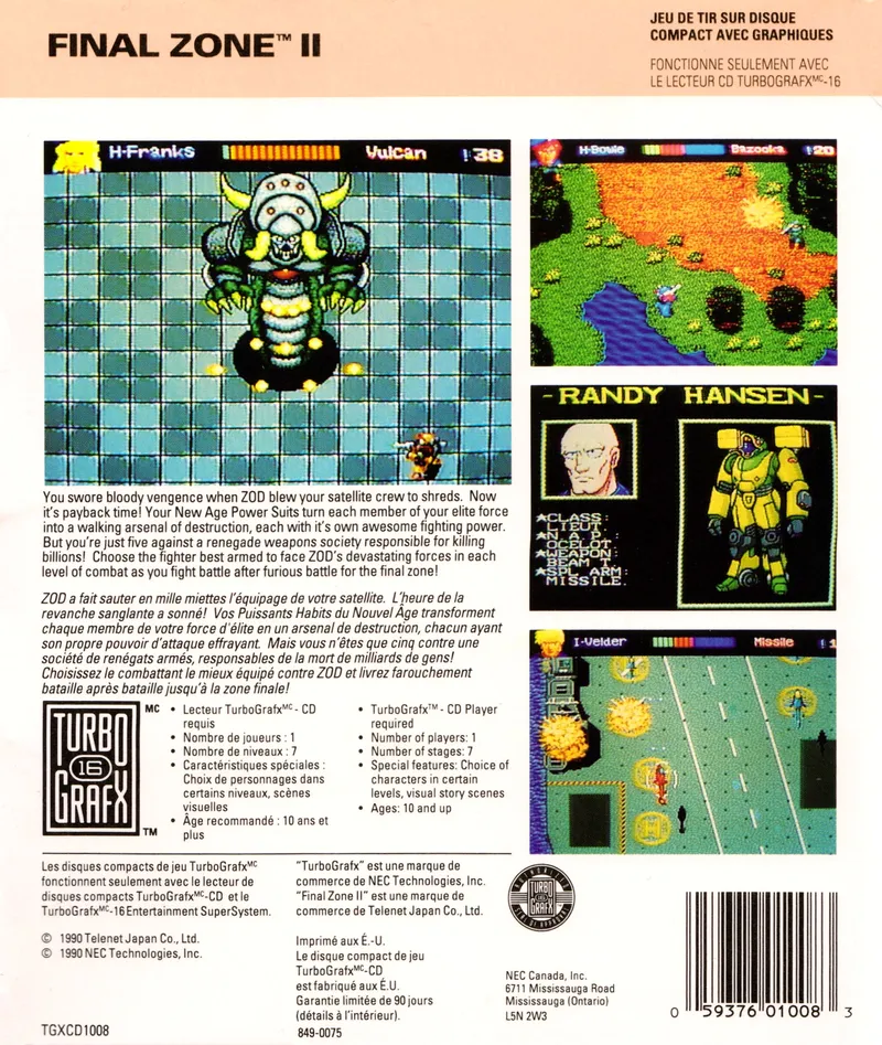 Final Zone II box back
