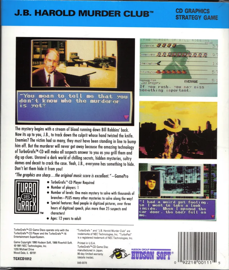 J.B. Harold Murder Club box back