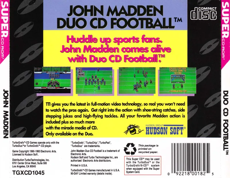John Madden: Duo CD Football box back