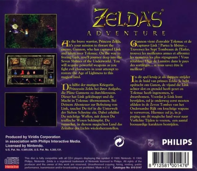 Zelda's Adventure box back