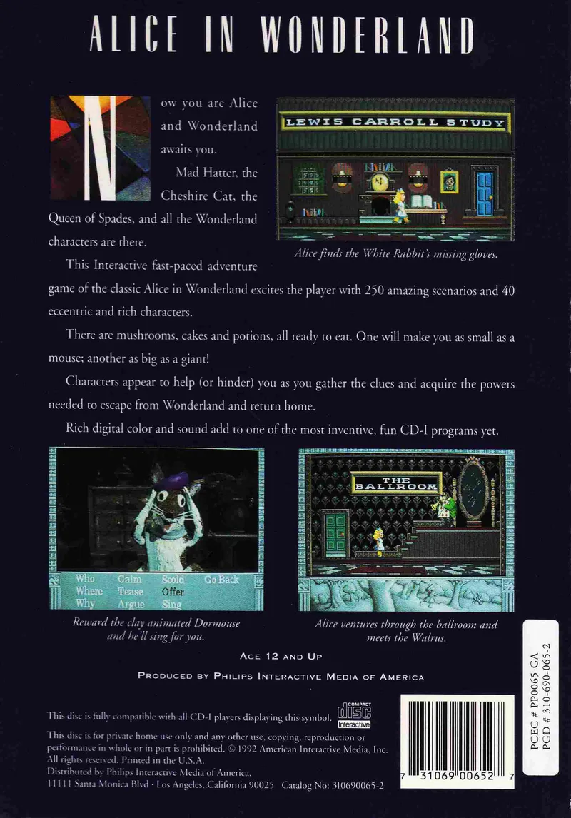 Alice in Wonderland box back