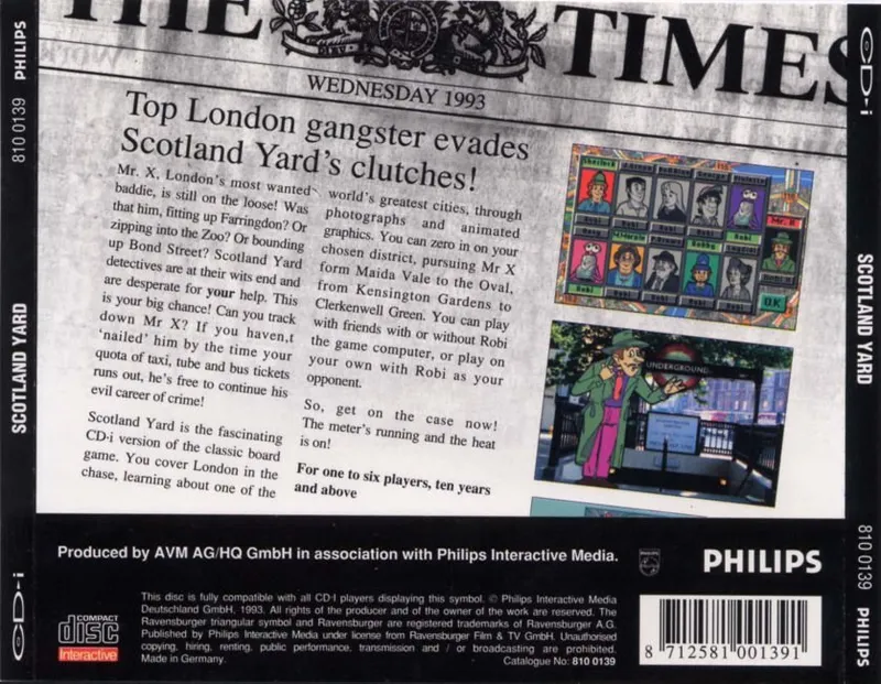 Scotland Yard Interactive box back